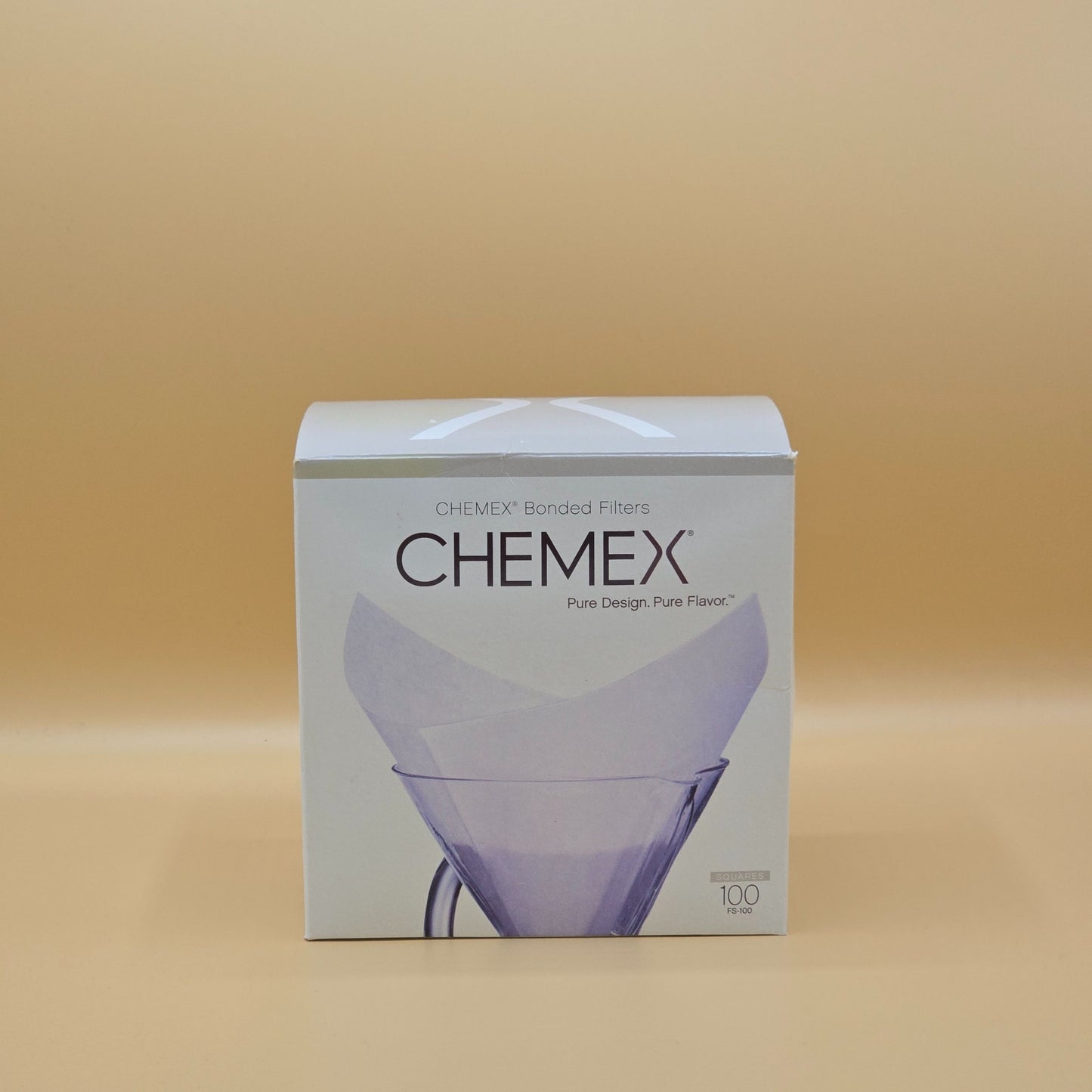 Chemex-suodatinpaperit 6–10 kupin kahvikannuu – 100 kpl, neliönmuotoiset ja esitaitellut (FS‑100)