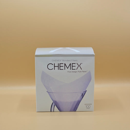 Chemex-suodatinpaperit 6–10 kupin kahvikannuu – 100 kpl, neliönmuotoiset ja esitaitellut (FS‑100)