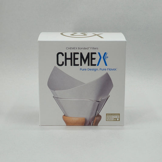 Chemex-suodatinpaperit 6–10 kupin kahvikannuun – 100 kpl, neliönmuotoiset ja esitaitellut (FS-100)